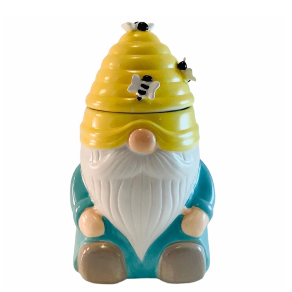 NEW Martha Stewart Beehive Bee Gnome Ceramic Canister Jar Candle 20.5 oz π - Picture 2 of 9